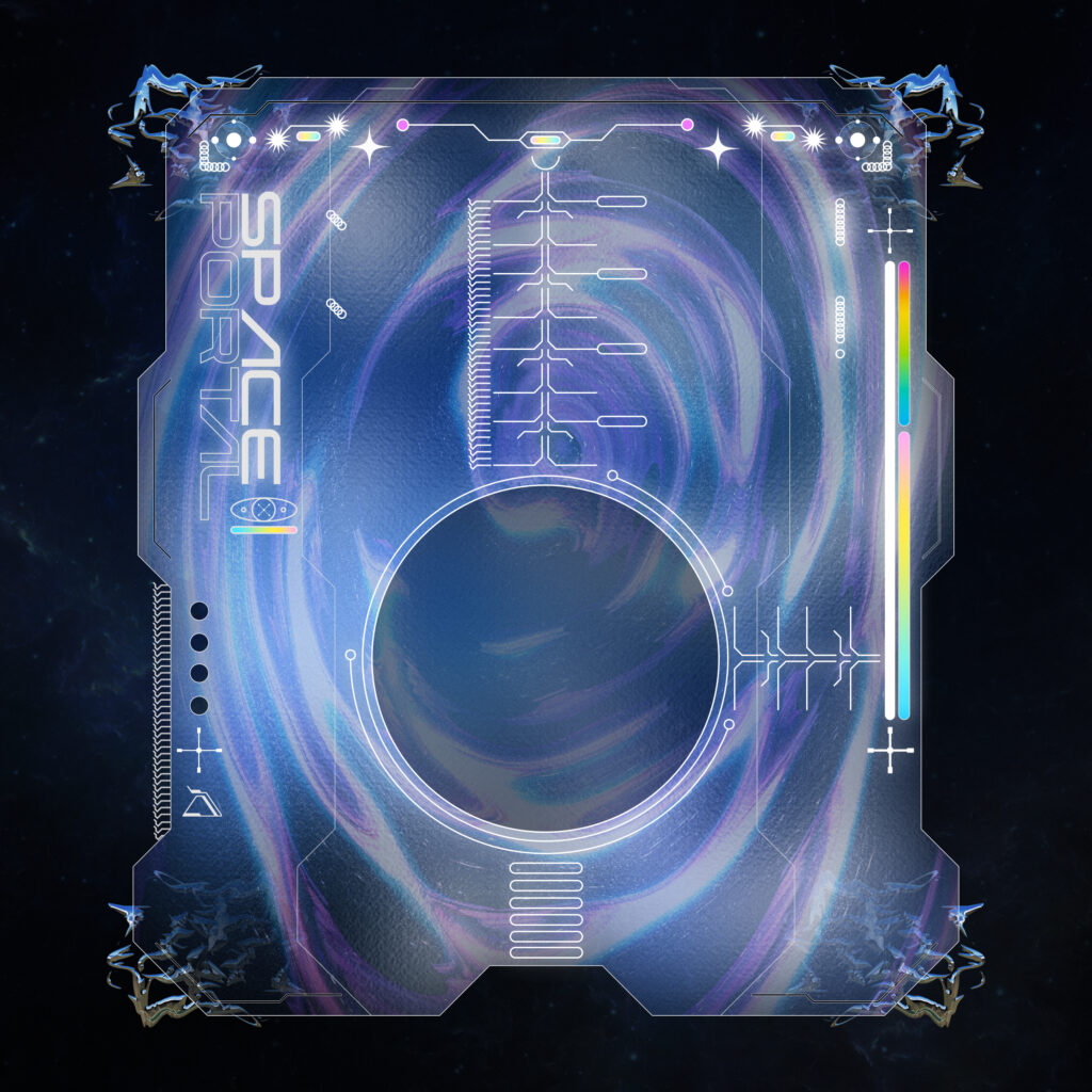 Space portal est une créatin d'Arakin (Jules Hanoteau Murol) au design futuriste, prenant la forme d'une carte au style glass morphism, le design n'est pas sans rappeler celui du tshirt Void de sa marque de vêtement solar.