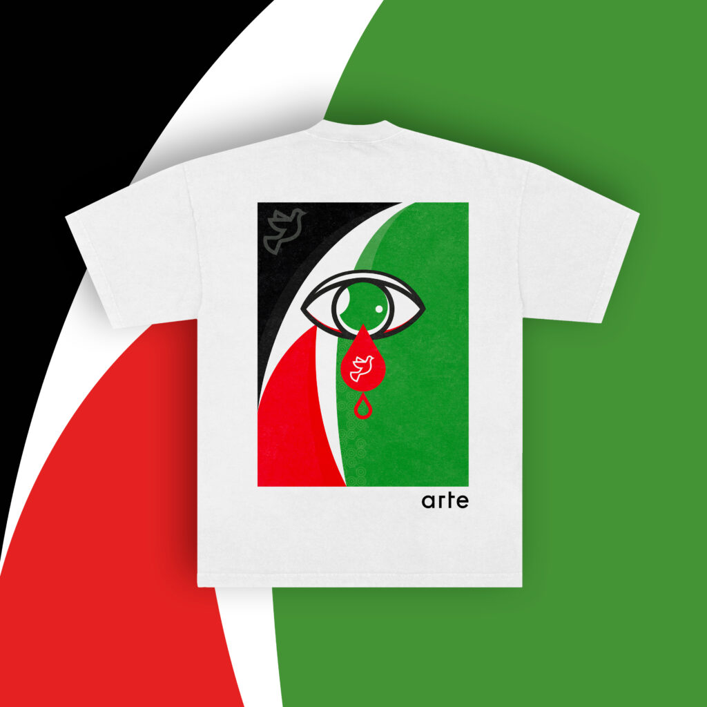 La présentation du tshirt réalisé par Jules hanoteau Murol (Arakin) pour le design for humanity challenge de la marque de vêtement Arte Antwerp